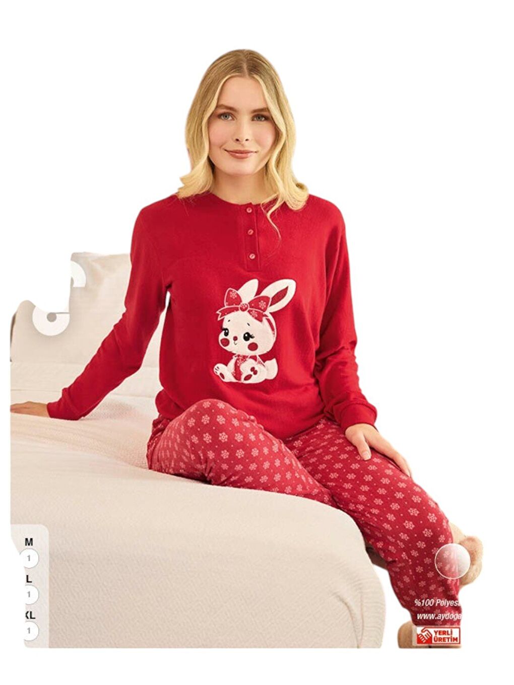 Kırmızı Kadın Termal Pijama Takım-1