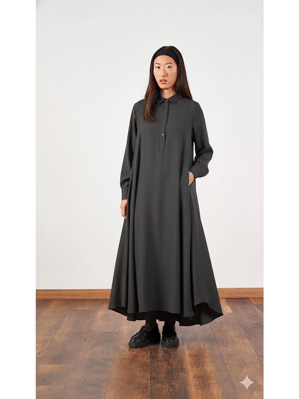 A Pile Ekstra Salaş Elbise Antrasit-2