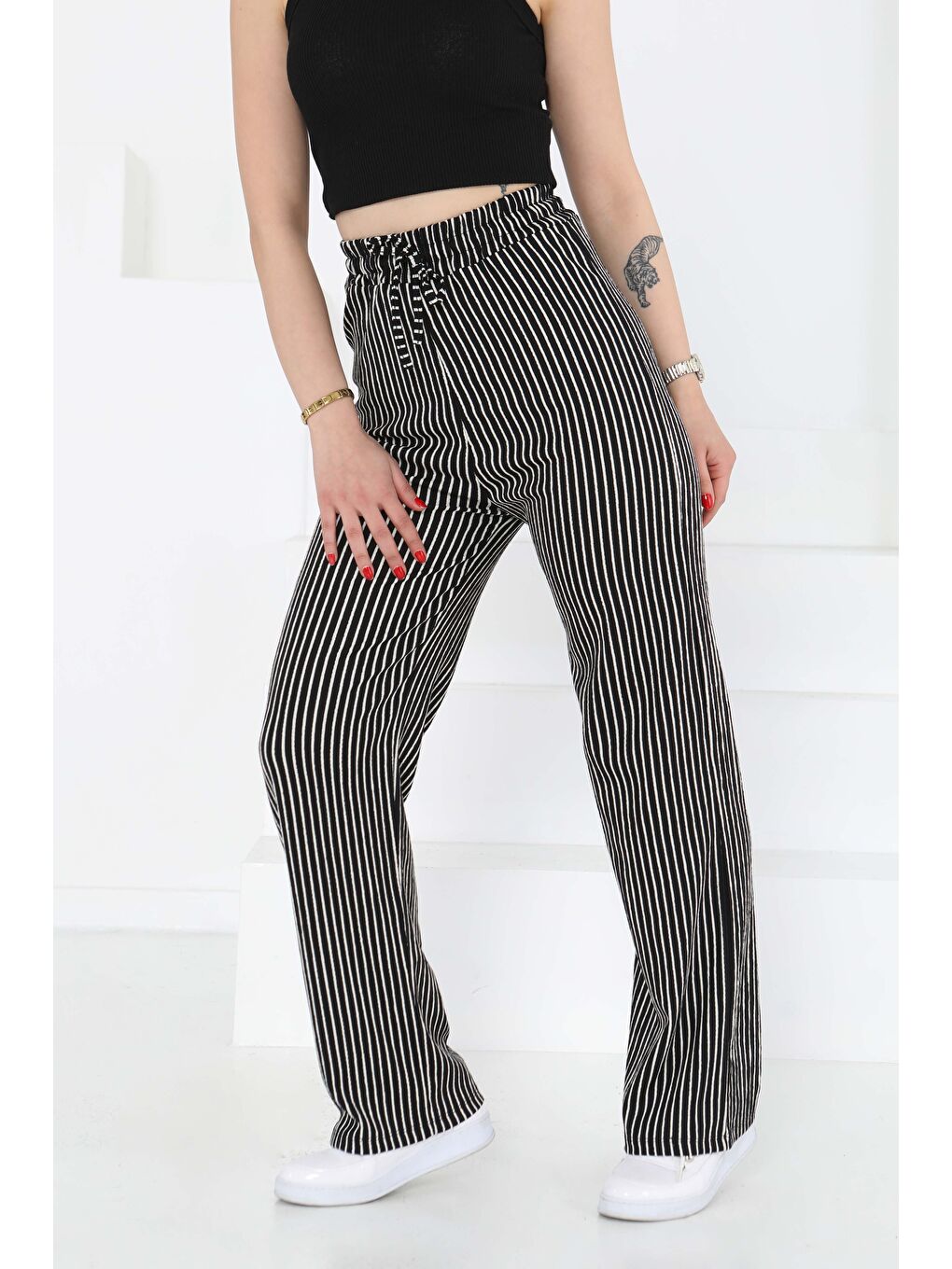 Çizgili Pantolon Siyah - 27141-2
