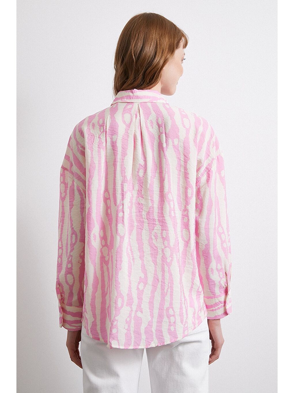 Zebra Desen Modal Gömlek Pembe-3