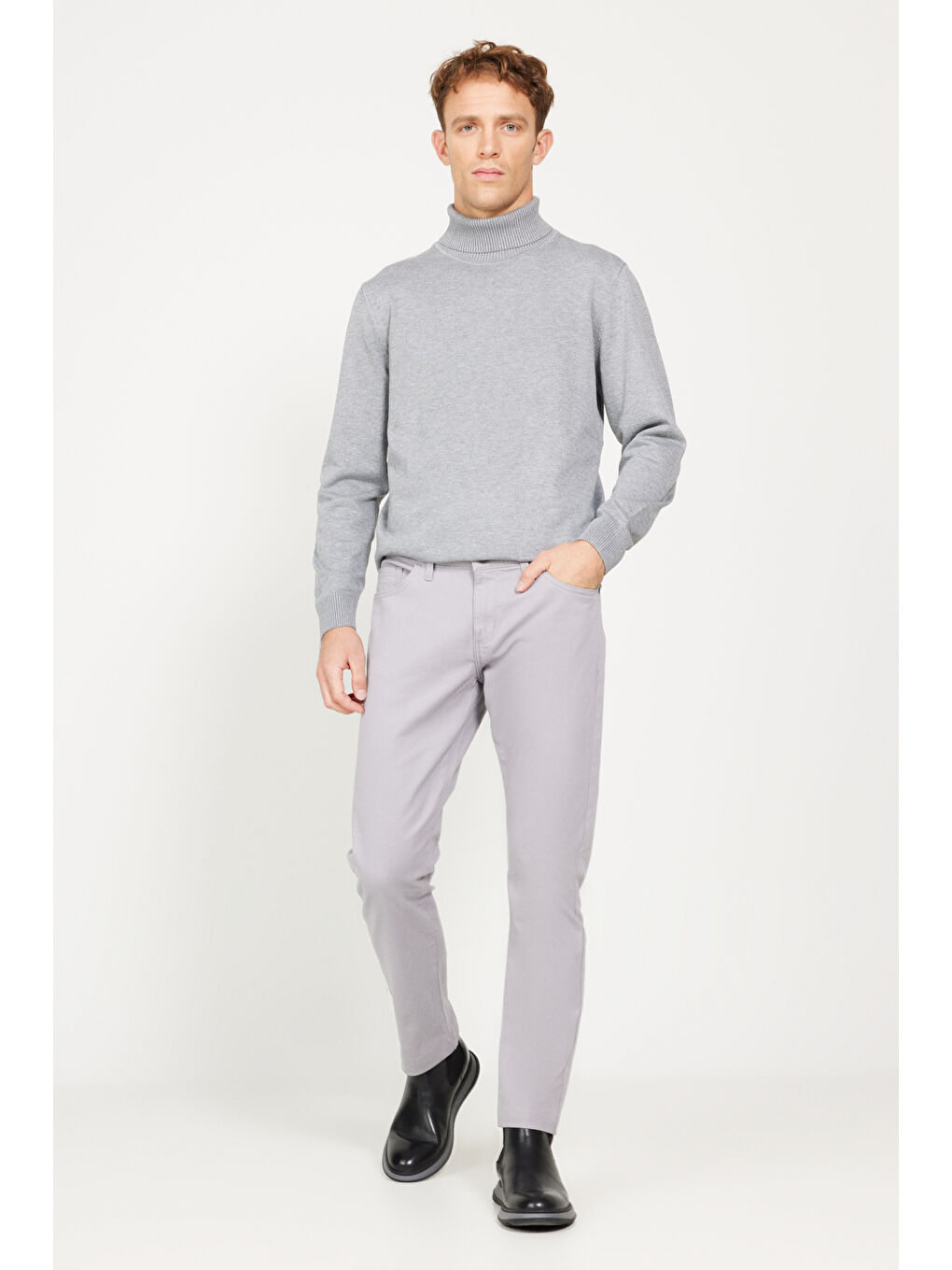 Bej Erkek Taş Slim Fit Dar Kesim 5 Cep Pamuklu Esnek Pantolon-2