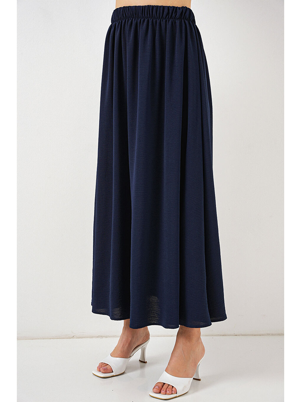 Kadın Uzun Ayrobin Etek 8050 - Lacivert-1