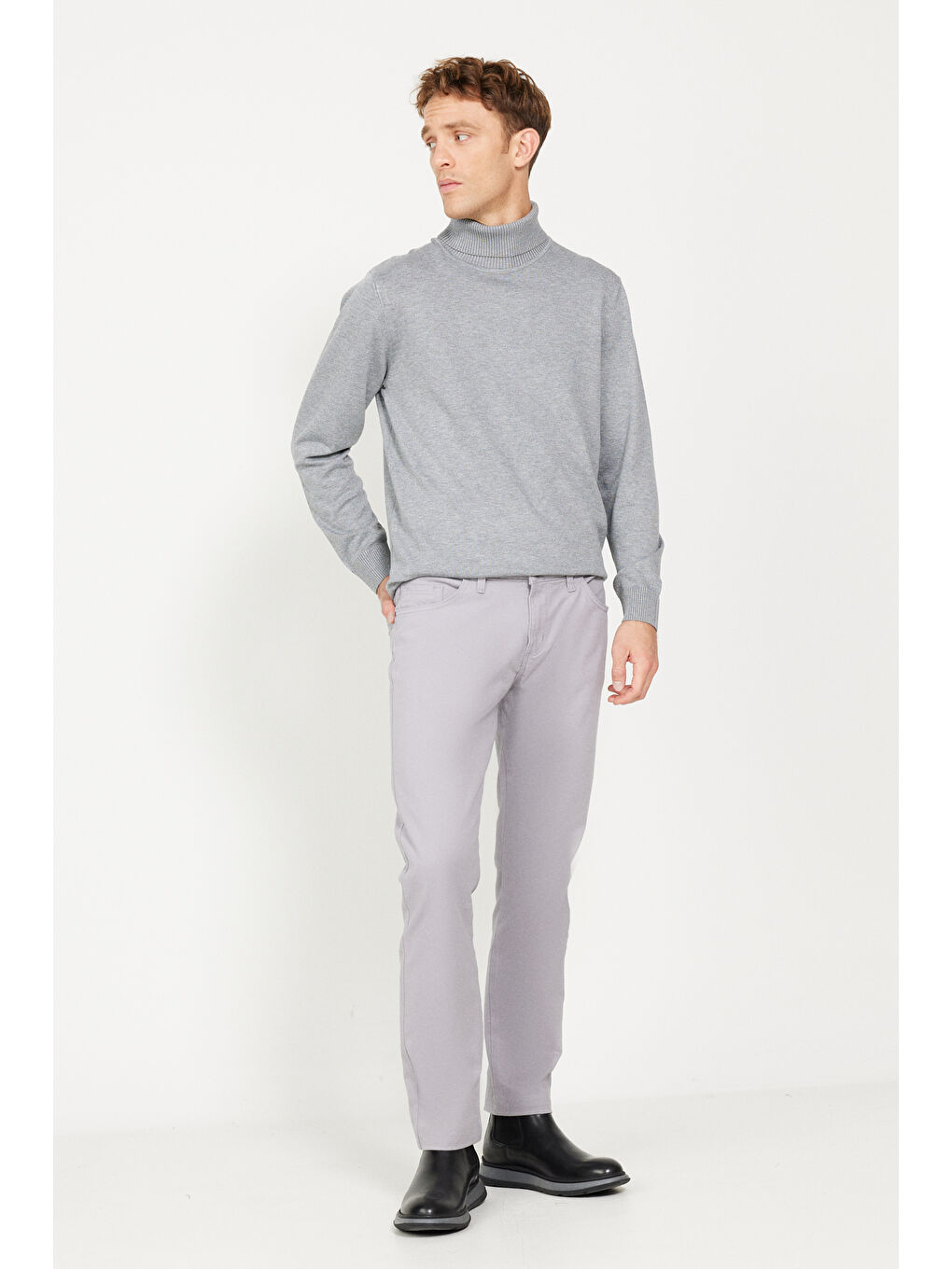 Bej Erkek Taş Slim Fit Dar Kesim 5 Cep Pamuklu Esnek Pantolon-3