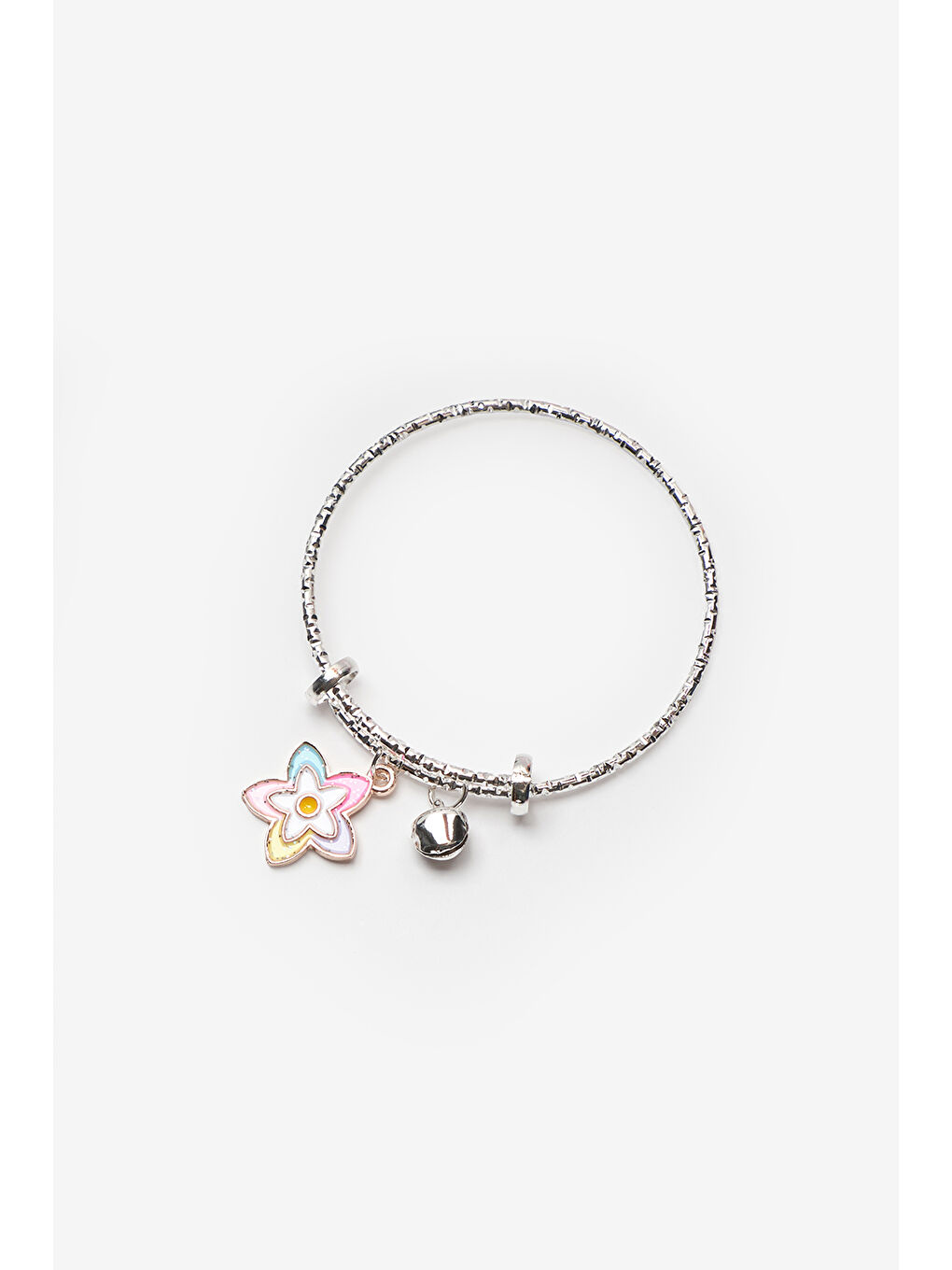 Karışık Çok Renkli  Çiçek Figürlü Zil Detaylı Kız Çocuk Ayarlanabilir Bileklik-1