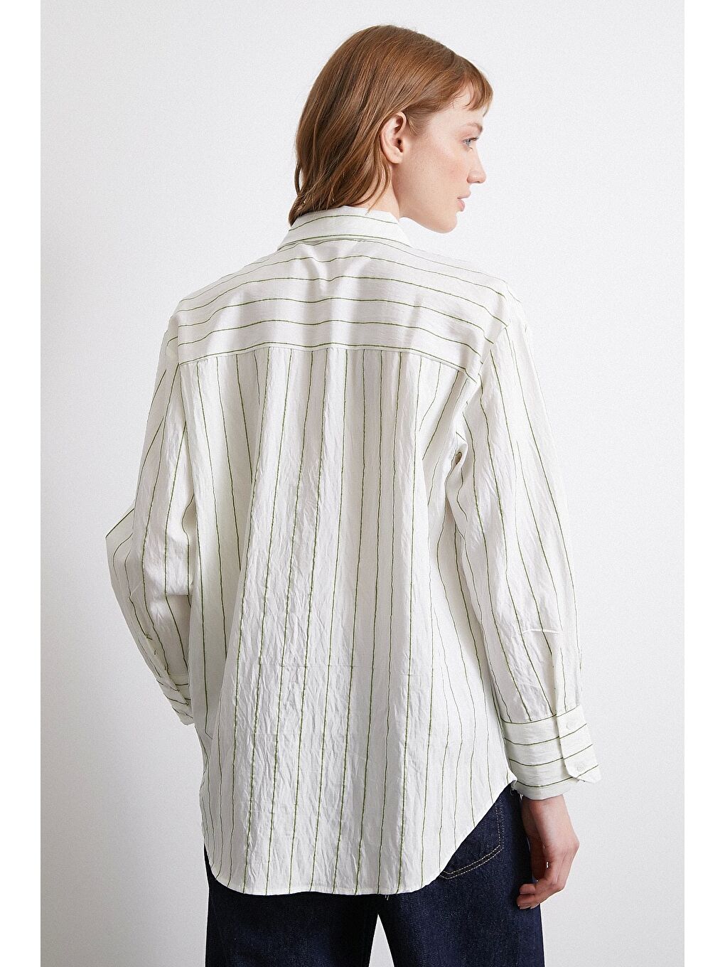 Çizgili Cepli Gömlek Haki-2