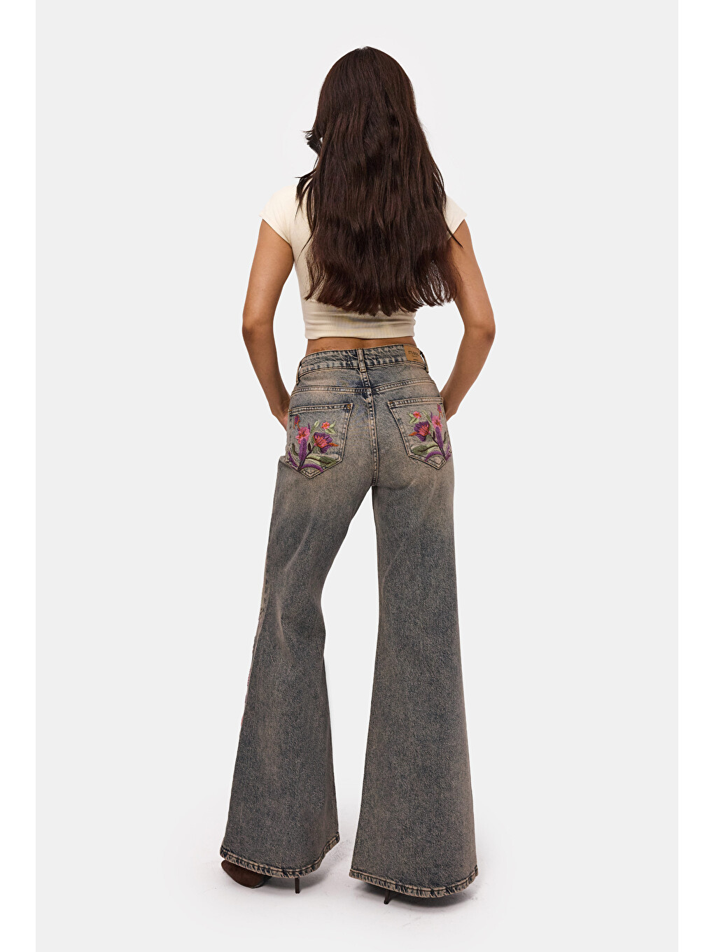 Mavi Kadın T.Kot Rengi 4w6-85 Flare Fit Nakış Tasarım Denim Jean-4