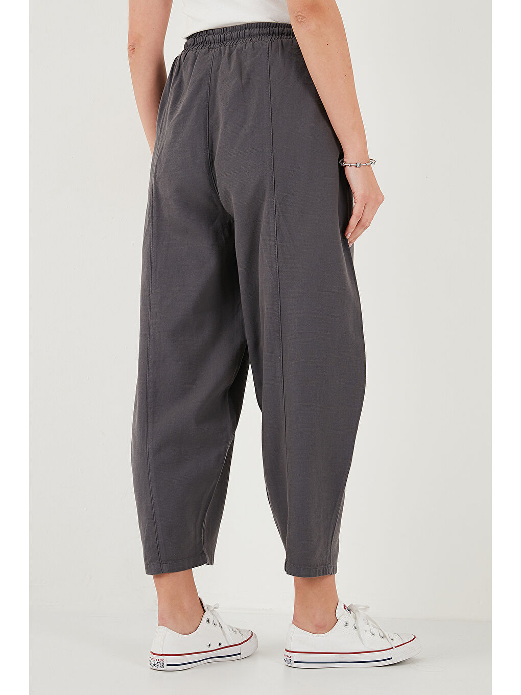 Antrasit Pamuklu Relaxed Fit Normal Bel Daralan Paça Pantolon 668YP5198-5