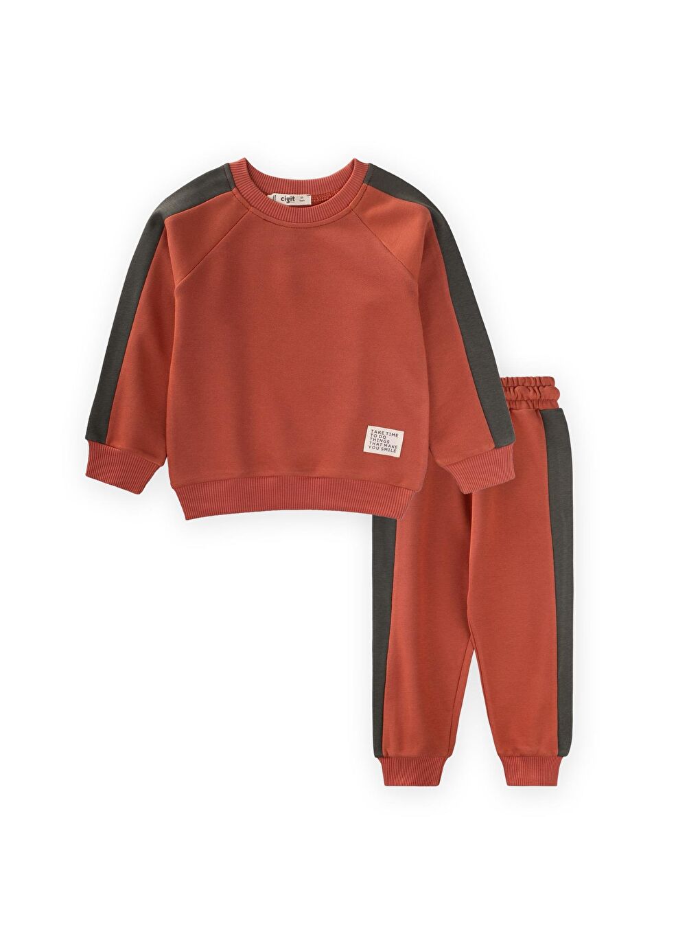 Kahverengi Garnili Sweatshirt Takım 2-8 Yaş Kiremit