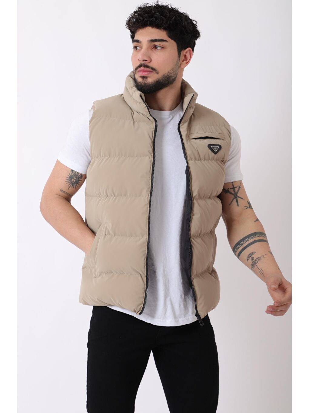 Bej Armalı Dik Yaka Nova Erkek Şişme Yelek PLDP 2959-NY_60317-1