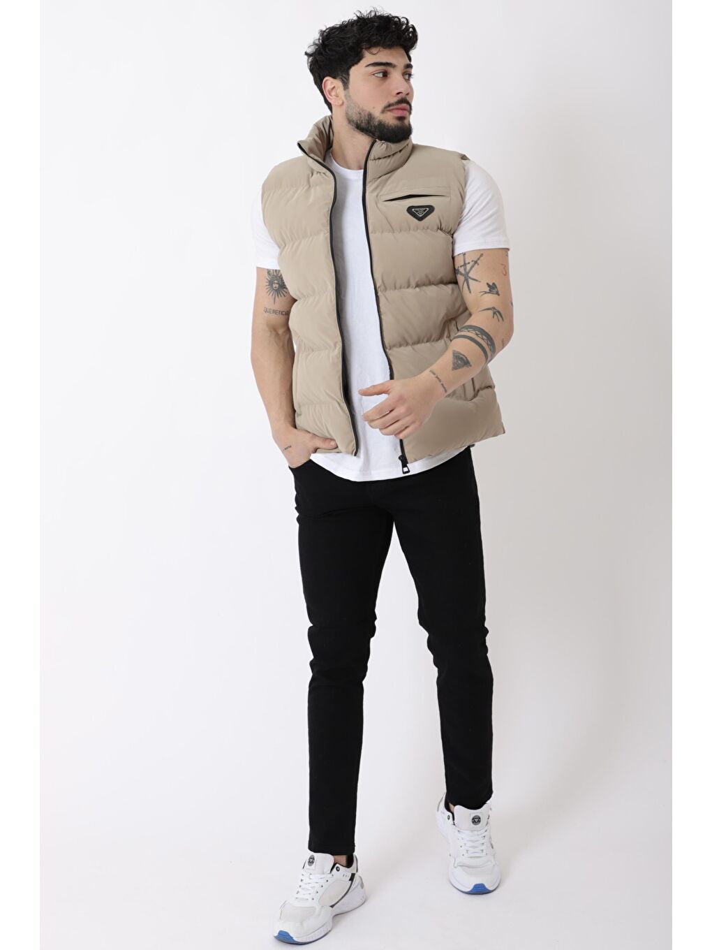 Bej Armalı Dik Yaka Nova Erkek Şişme Yelek PLDP 2959-NY_60317-2