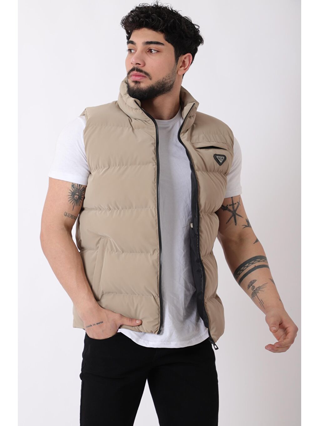 Bej Armalı Dik Yaka Nova Erkek Şişme Yelek PLDP 2959-NY_60317-4
