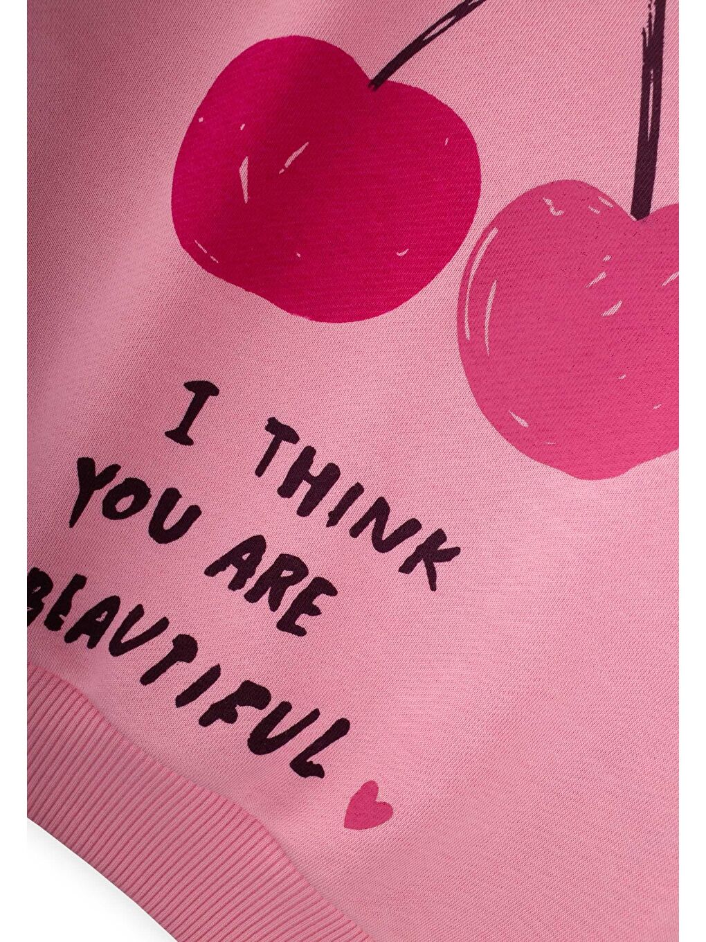 Kiraz Baskılı Sweatshirt Takım 2-10 Yaş Pembe-2