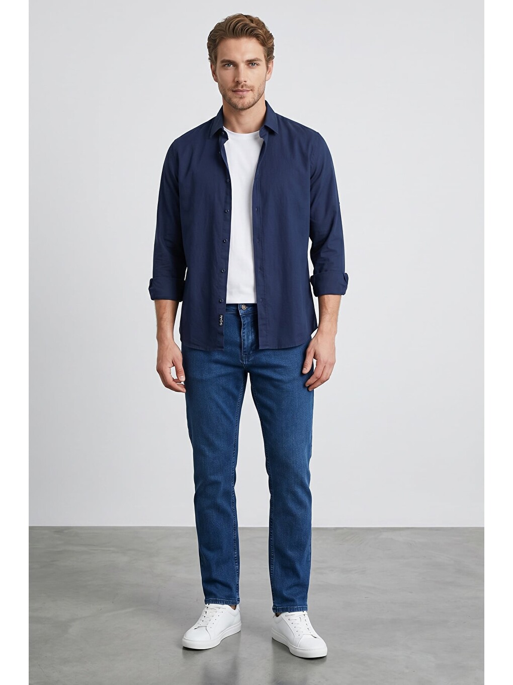 Mavi Fermuarlı Skinny Jean