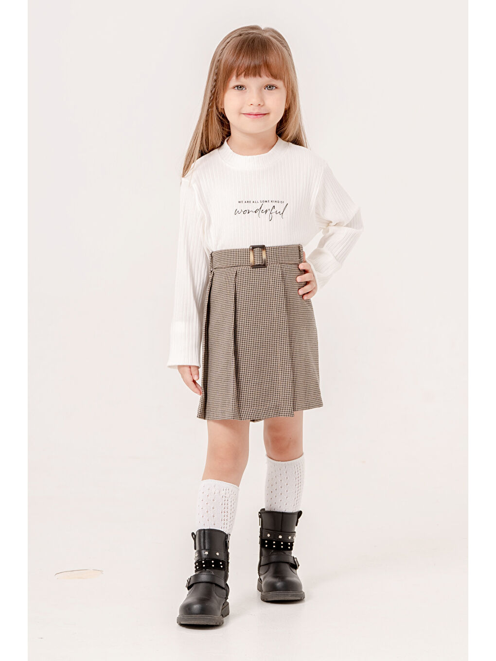 Şort Etekli Kız Çocuk Takım 3-7 Yaş Siyah 3736-2