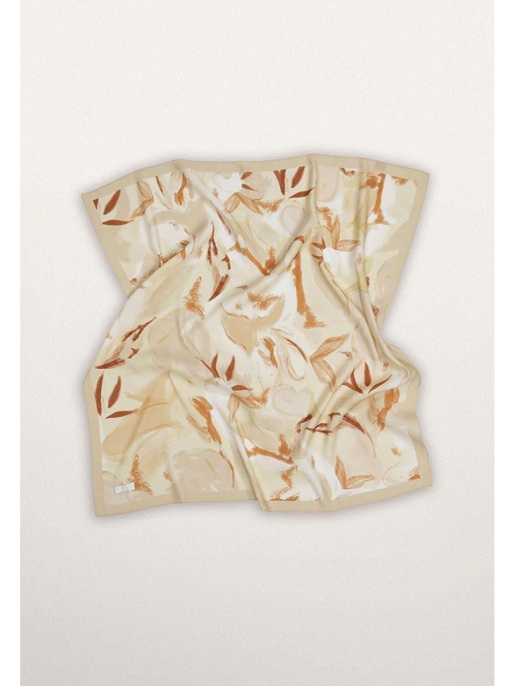 Kahverengi Noa Desen Pamuk İpek Eşarp Tarçın-4