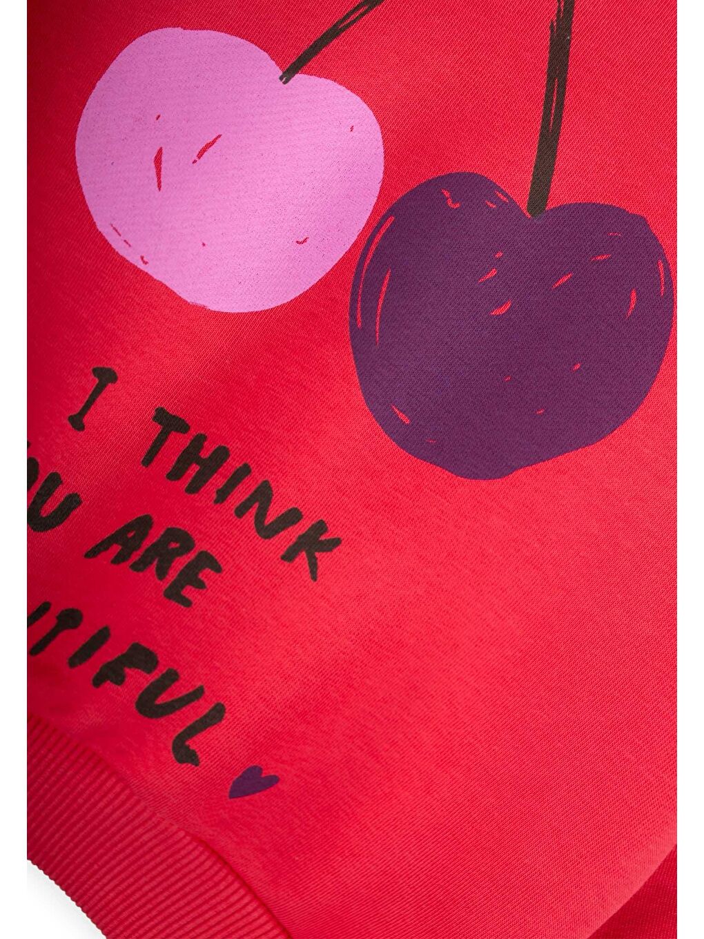 Kırmızı Kiraz Baskılı Sweatshirt Takım 2-10 Yaş Nar Çiçeği-2