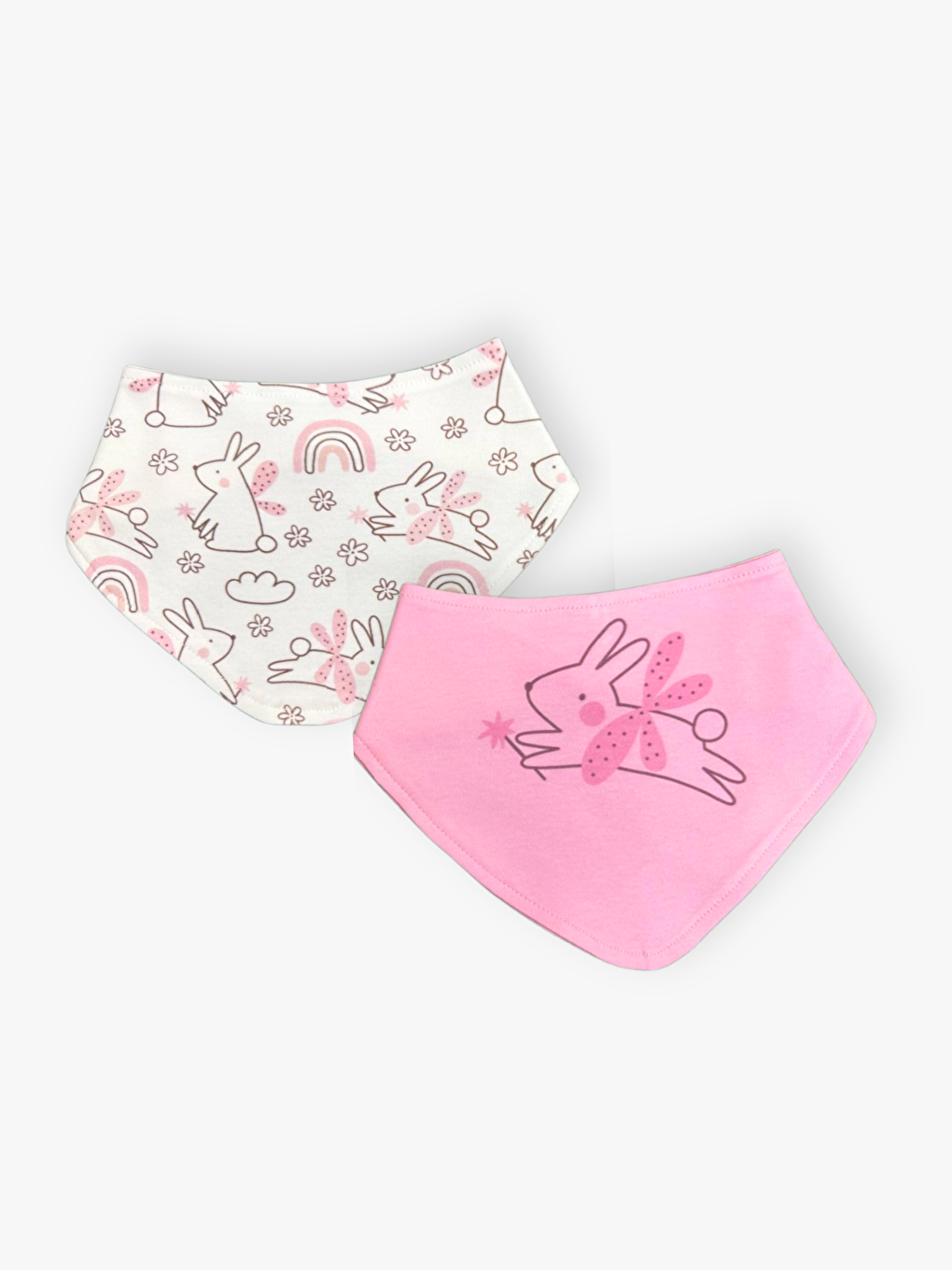 Pembe Baskılı Pamuklu Kız Bebek Şapka Eldiven ve Önlük 6'lı Takım-2