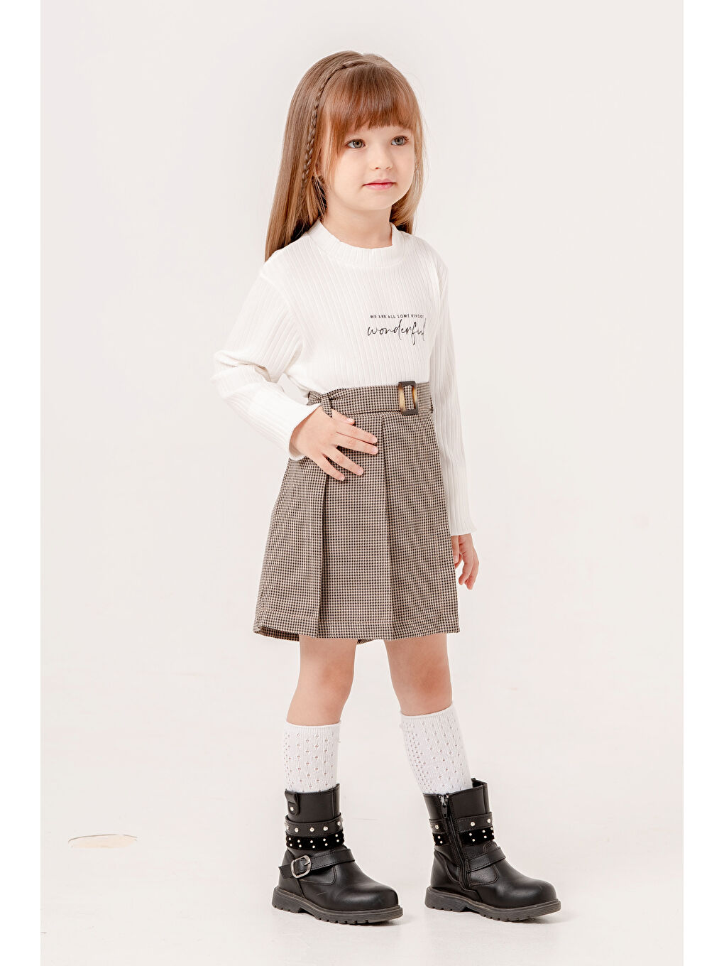 Şort Etekli Kız Çocuk Takım 3-7 Yaş Siyah 3736-2-3