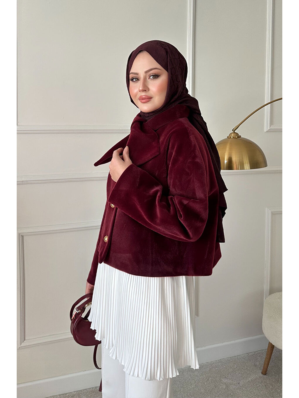 Kadın Beli Lastikli Piliseli İçlik Etek Beyaz-2