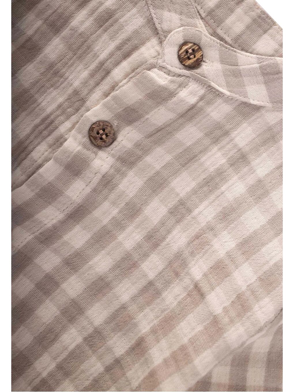 Bej Müslin Gömlek Takım 1-8 Yaş Vizon-2