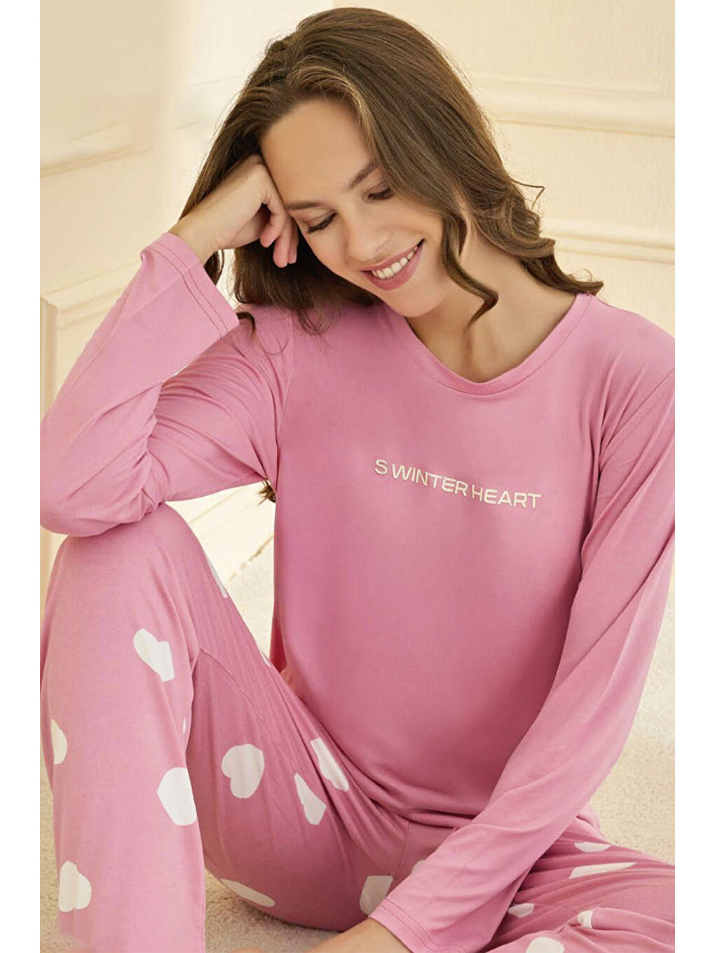 Kadın Milan Kumaş Pijama Takımı 50902-2754 Pembe-1