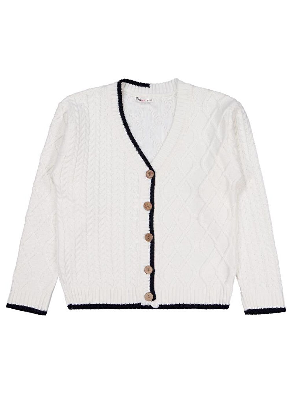 Ekru Girls Çift Desenli 10-13 Yaş Hırka