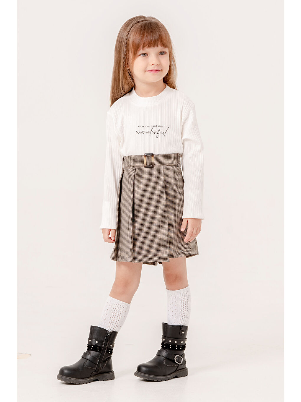 Şort Etekli Kız Çocuk Takım 3-7 Yaş Siyah 3736-2-4