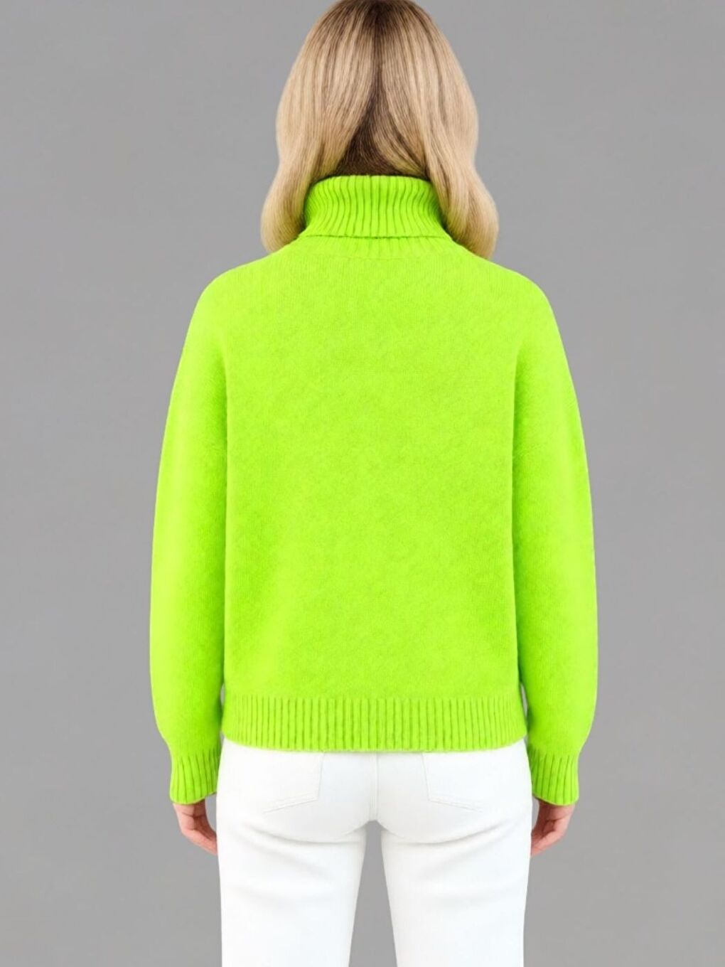 Kadın Fıstık Yeşili Boğazlı Triko Kazak-1