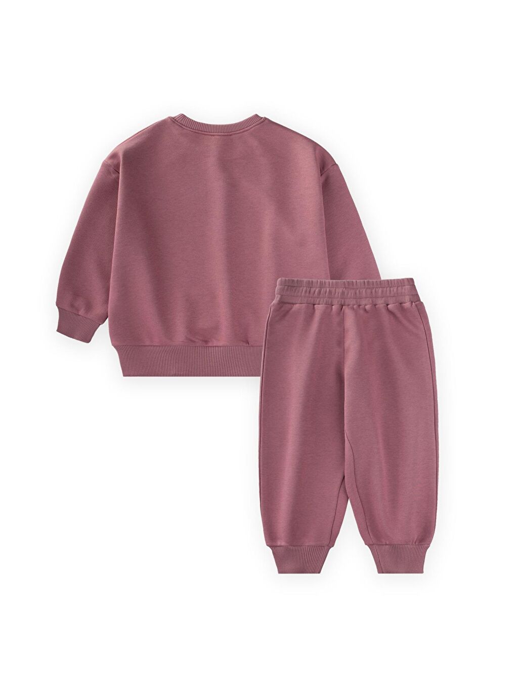 Pembe Kiraz Baskılı Sweatshirt Takım 2-10 Yaş Gül Kurusu-1