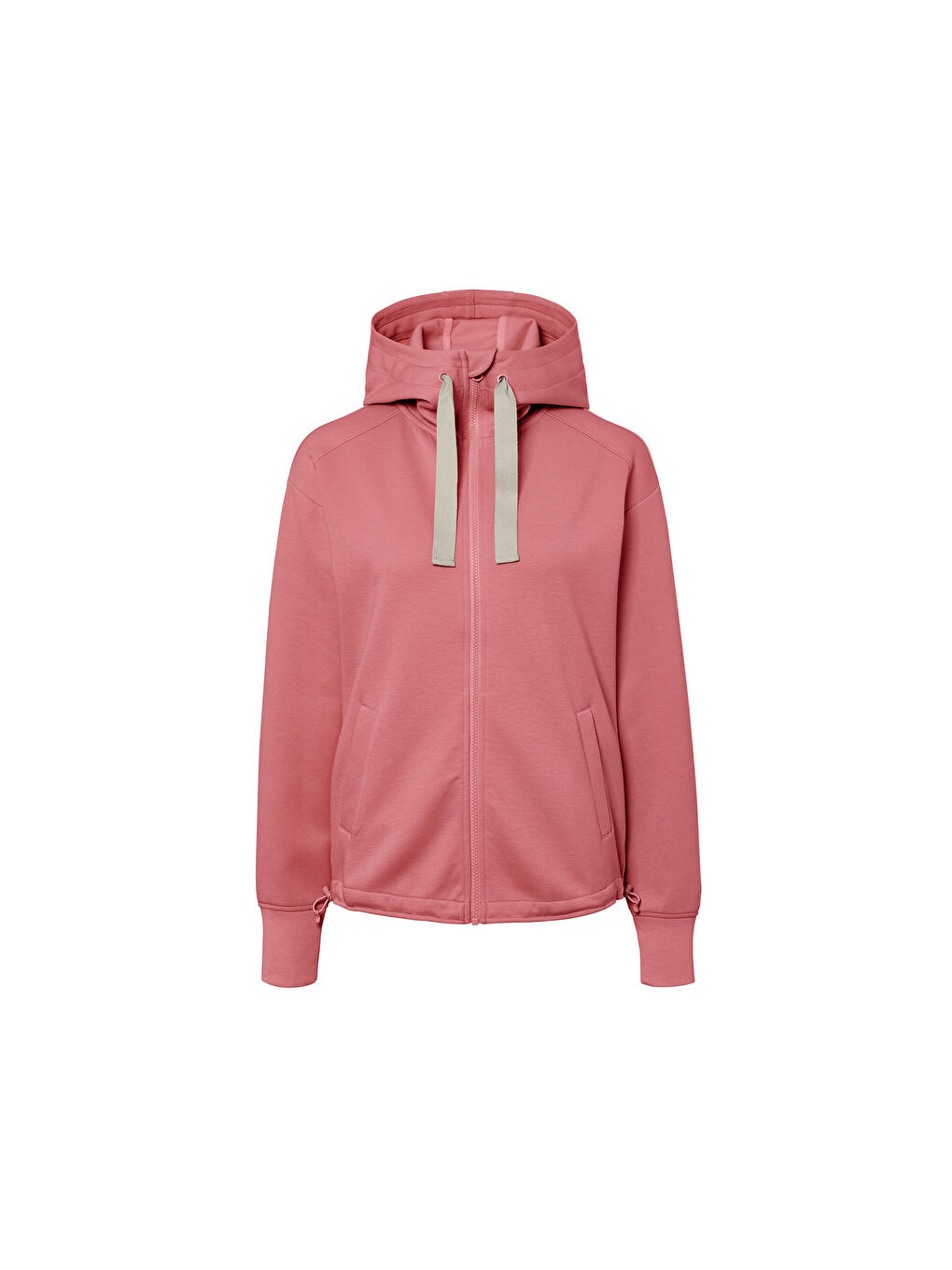 Pembe Kadın Kapüşonlu Sweat Ceket, Gül Kurusu - M