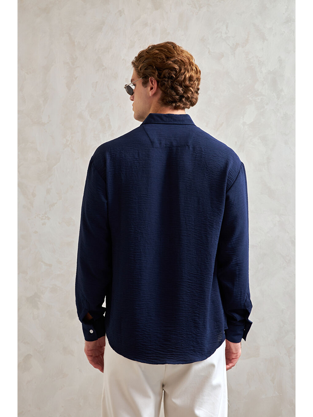 Lacivert Erkek Oversize Kesim Aerobin Gömlek-4