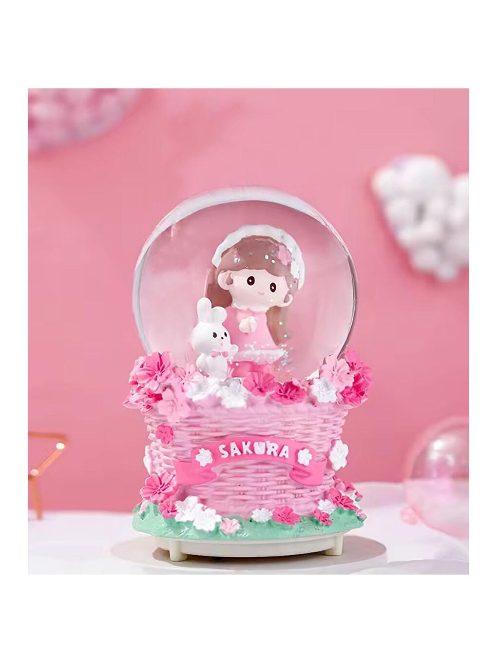 Karışık Orta Boy Işıklı Müzikli Sakura Kar Küresi