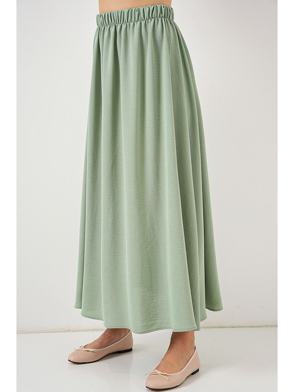Kadın Uzun Ayrobin Etek 8050 - E.Yeşil-1
