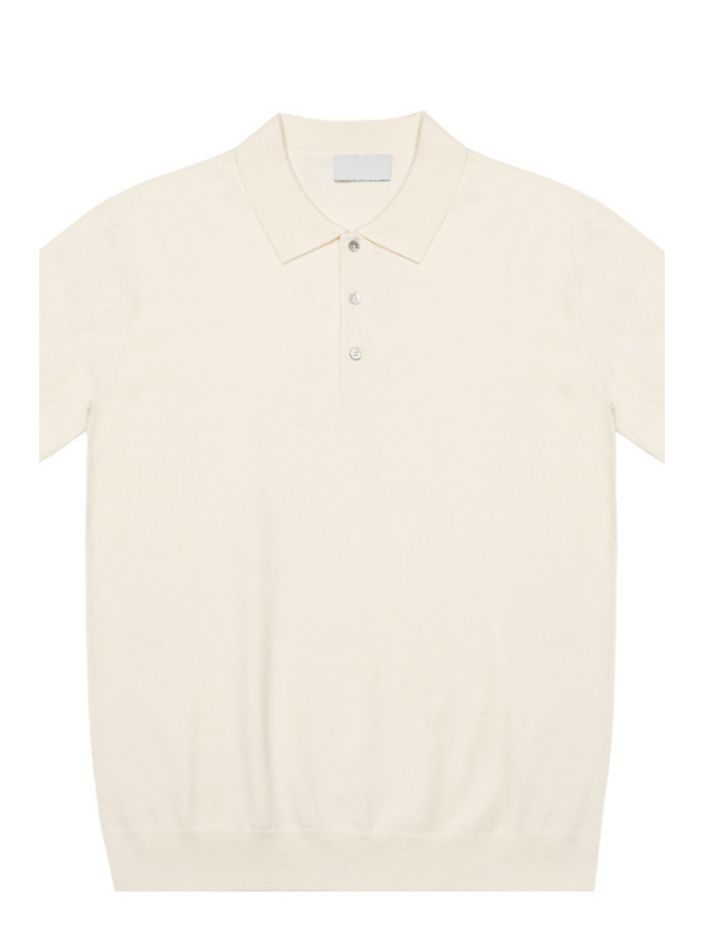 Erkek Beyaz Düğmeli Regular Fit Triko T-Shirt-3