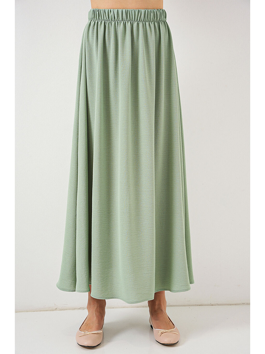 Kadın Uzun Ayrobin Etek 8050 - E.Yeşil-4