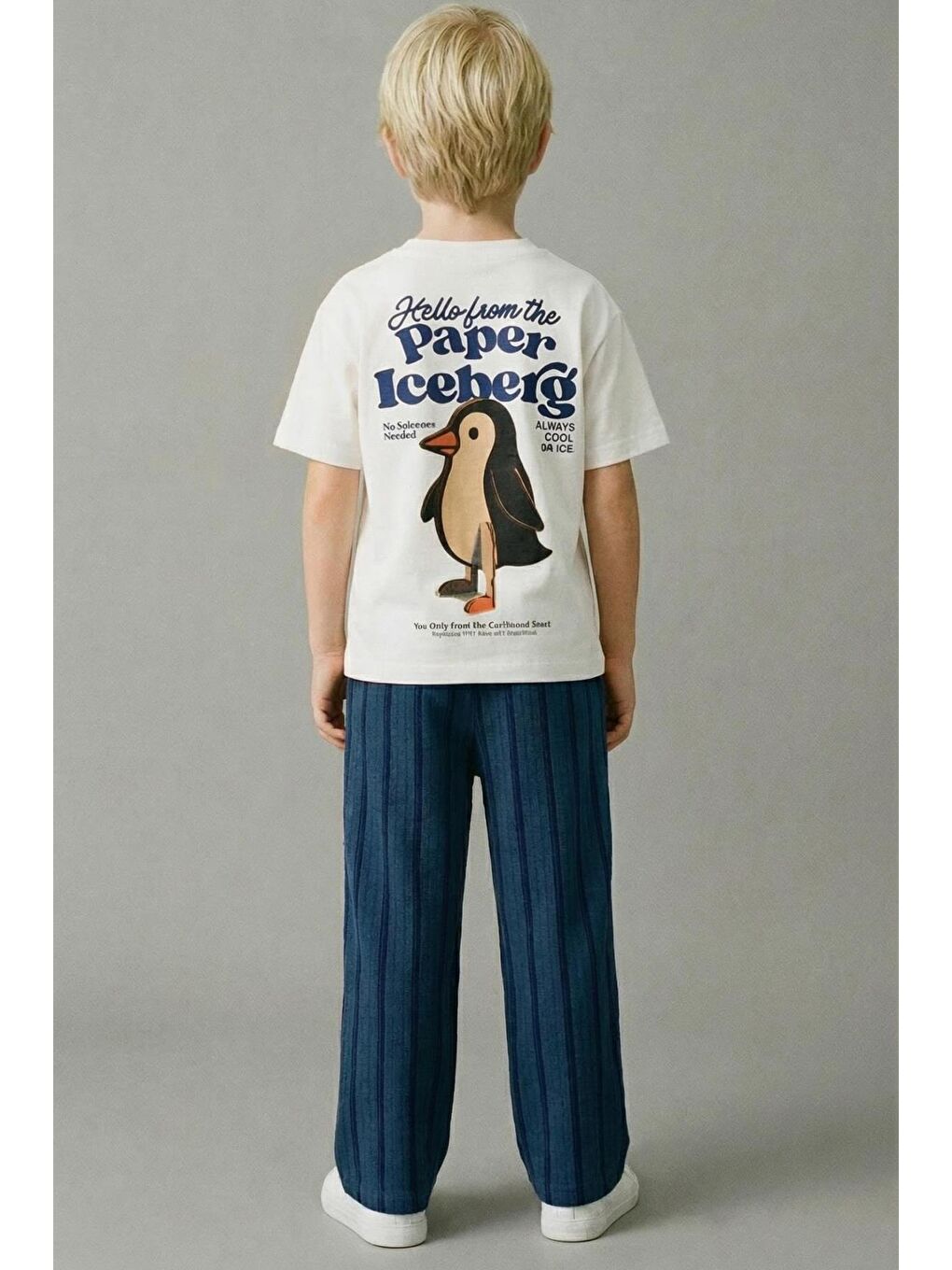 Lacivert Erkek Çocuk Ekru Hayvan Baskılı Pamuklu Jogger Pantolonlu Altüst Takım-1