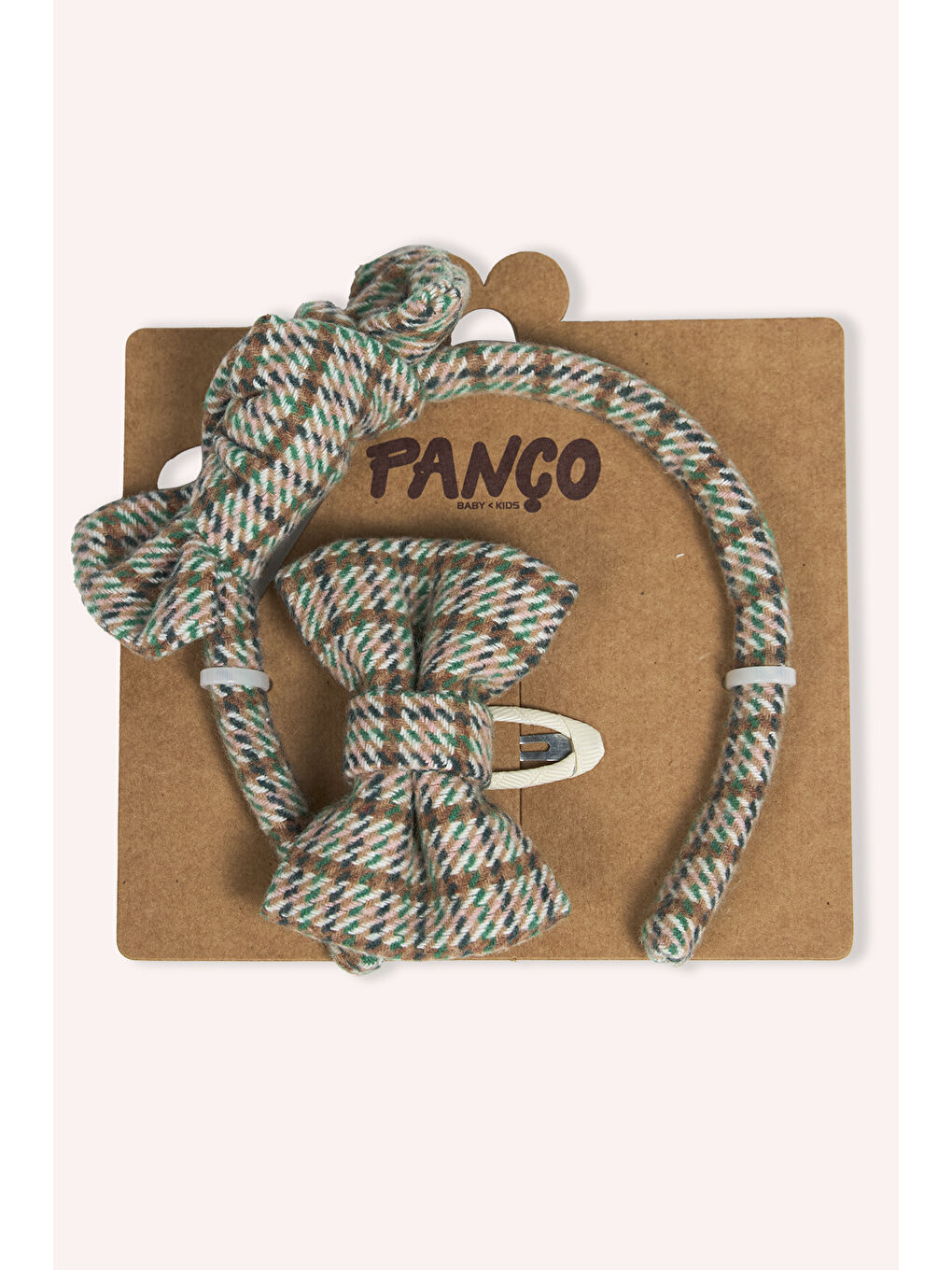 Kız Çocuk Fiyonk Detaylı Kahverengi Taç Ve Toka Seti