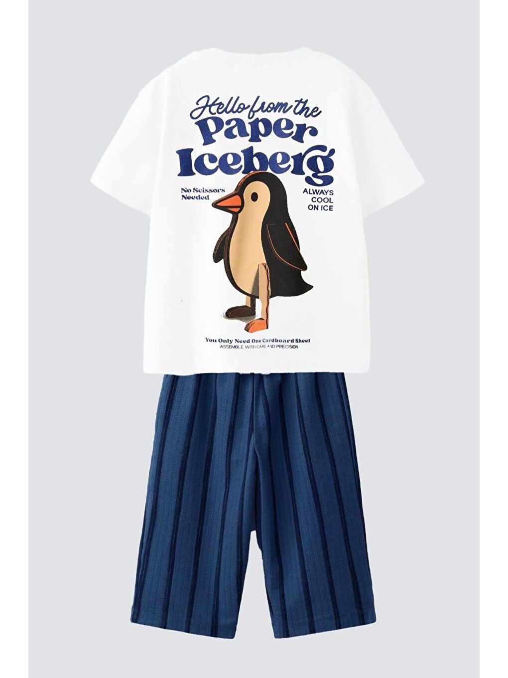 Lacivert Erkek Çocuk Ekru Hayvan Baskılı Pamuklu Jogger Pantolonlu Altüst Takım-2