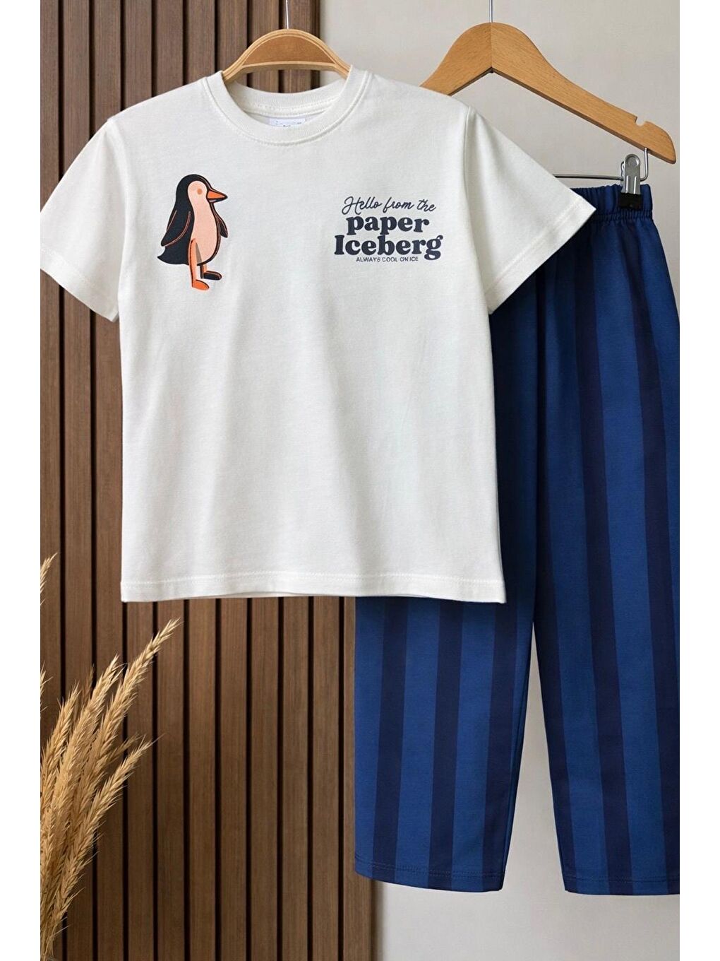 Lacivert Erkek Çocuk Ekru Hayvan Baskılı Pamuklu Jogger Pantolonlu Altüst Takım-4