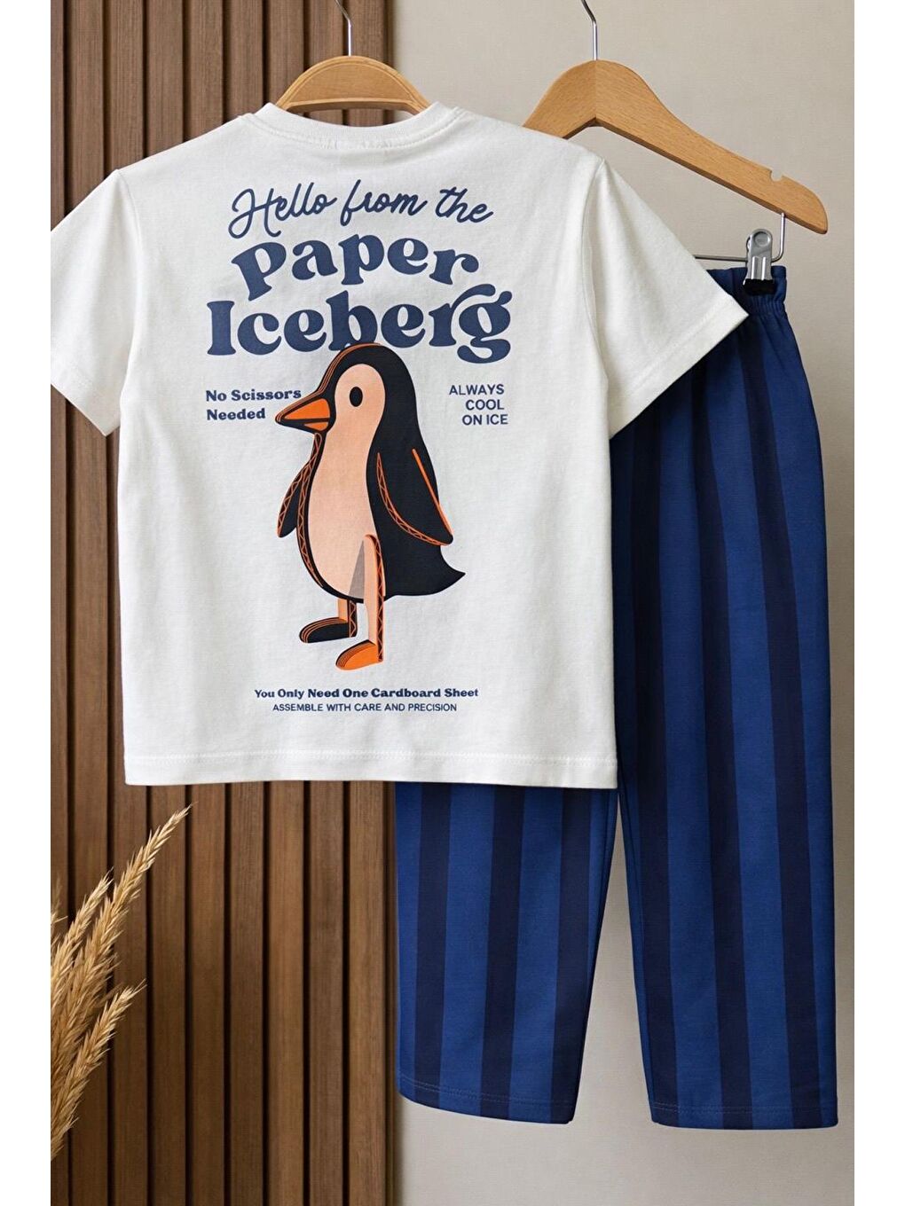 Lacivert Erkek Çocuk Ekru Hayvan Baskılı Pamuklu Jogger Pantolonlu Altüst Takım-5