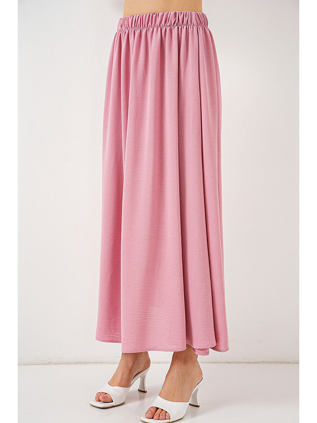 Pembe Kadın Uzun Ayrobin Etek 8050 - Pudra-1