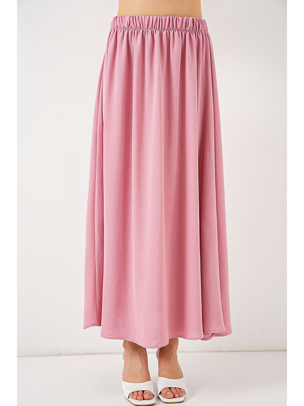 Pembe Kadın Uzun Ayrobin Etek 8050 - Pudra-3