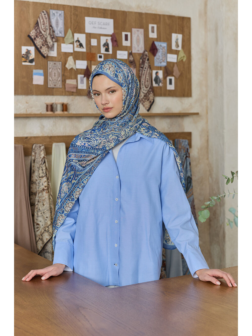 Cupra Prive Desenli Şal Saga İndigo-4