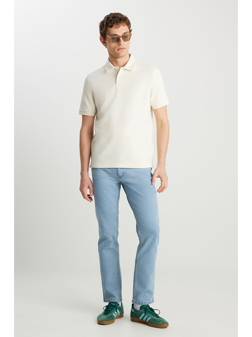 Regular Fit Normal Kesim Ekru Polo Yaka Tişört-2