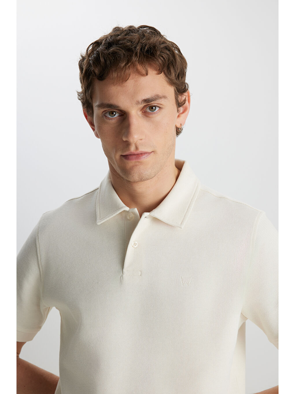 Regular Fit Normal Kesim Ekru Polo Yaka Tişört-3