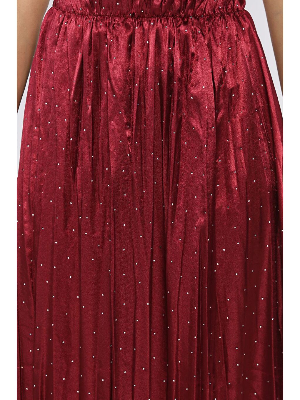 Bordo Bel Lastikli Taşlı Etek-3