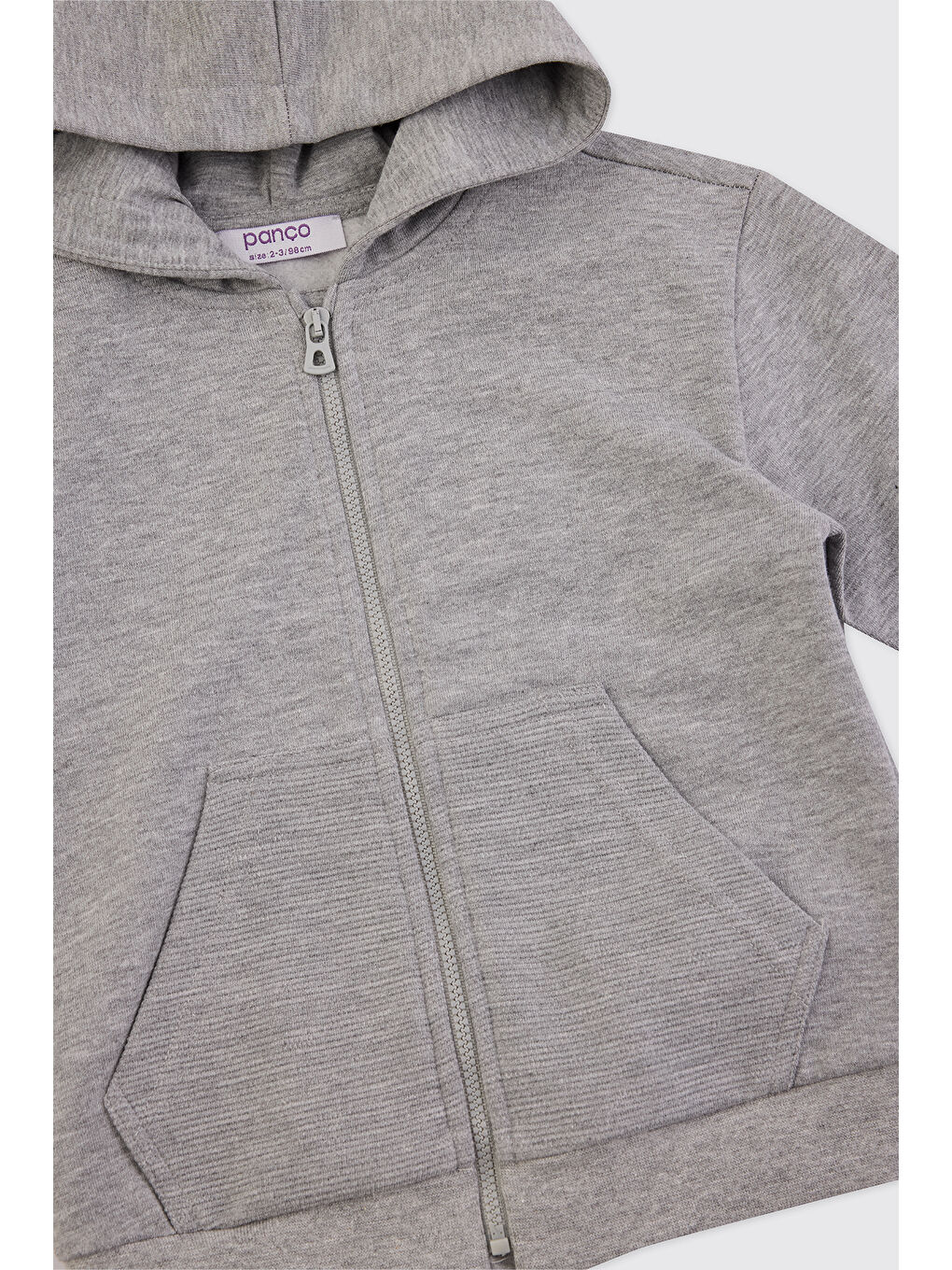 Erkek Bebek Fermuarlı Gri-Melanj Sweatshirt-2