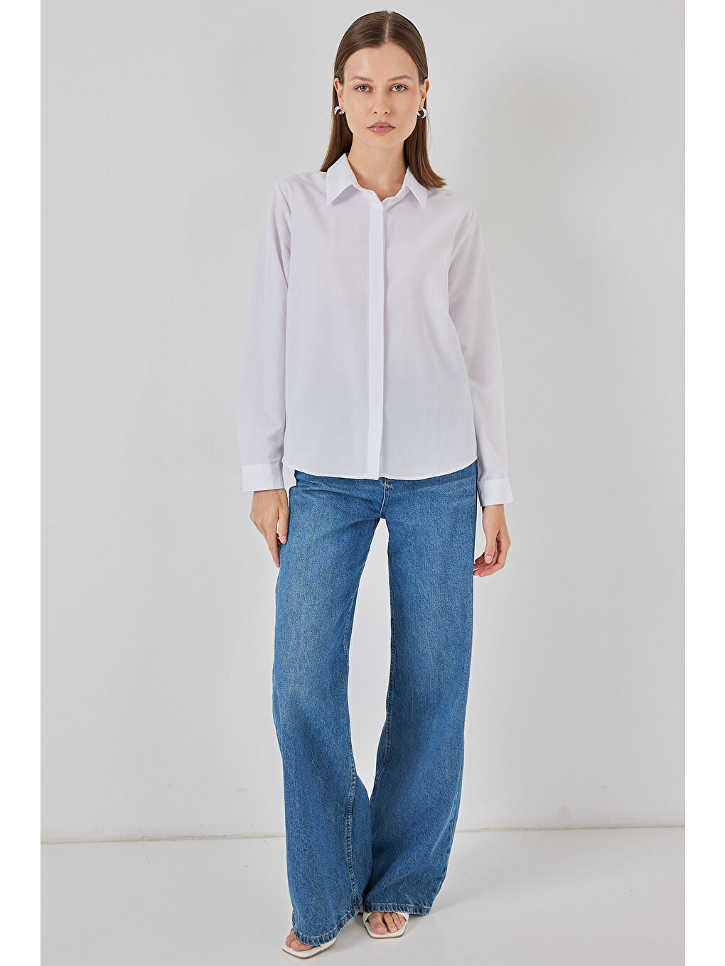 Kadın Basic Gömlek 20348 - Beyaz-1