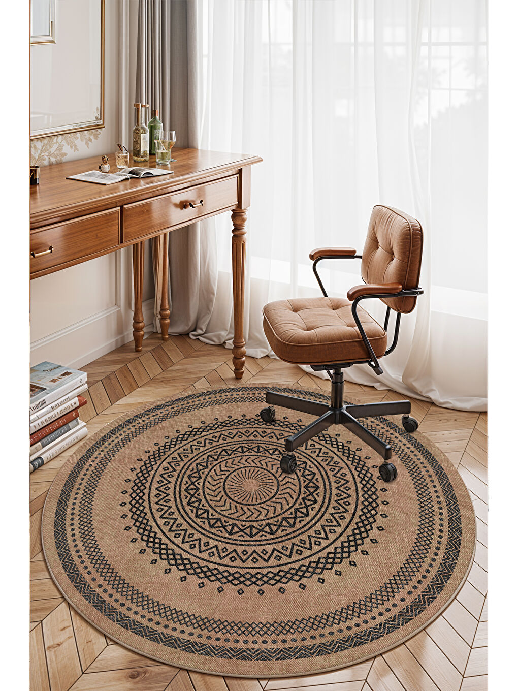 Kahverengi Dekoratif Soft Modern Kaymaz Yıkanabilir Salon Halısı Mutfak Halısı Koridor Halısı Yolluk-3