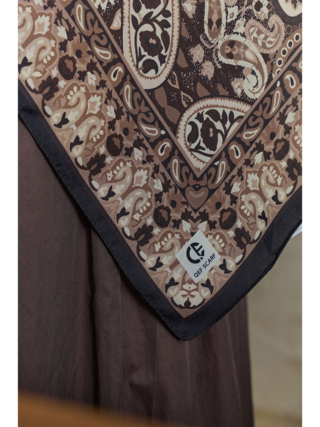 Kahverengi Cupra Prive Desenli Şal Saga Çikolata Kahve-5